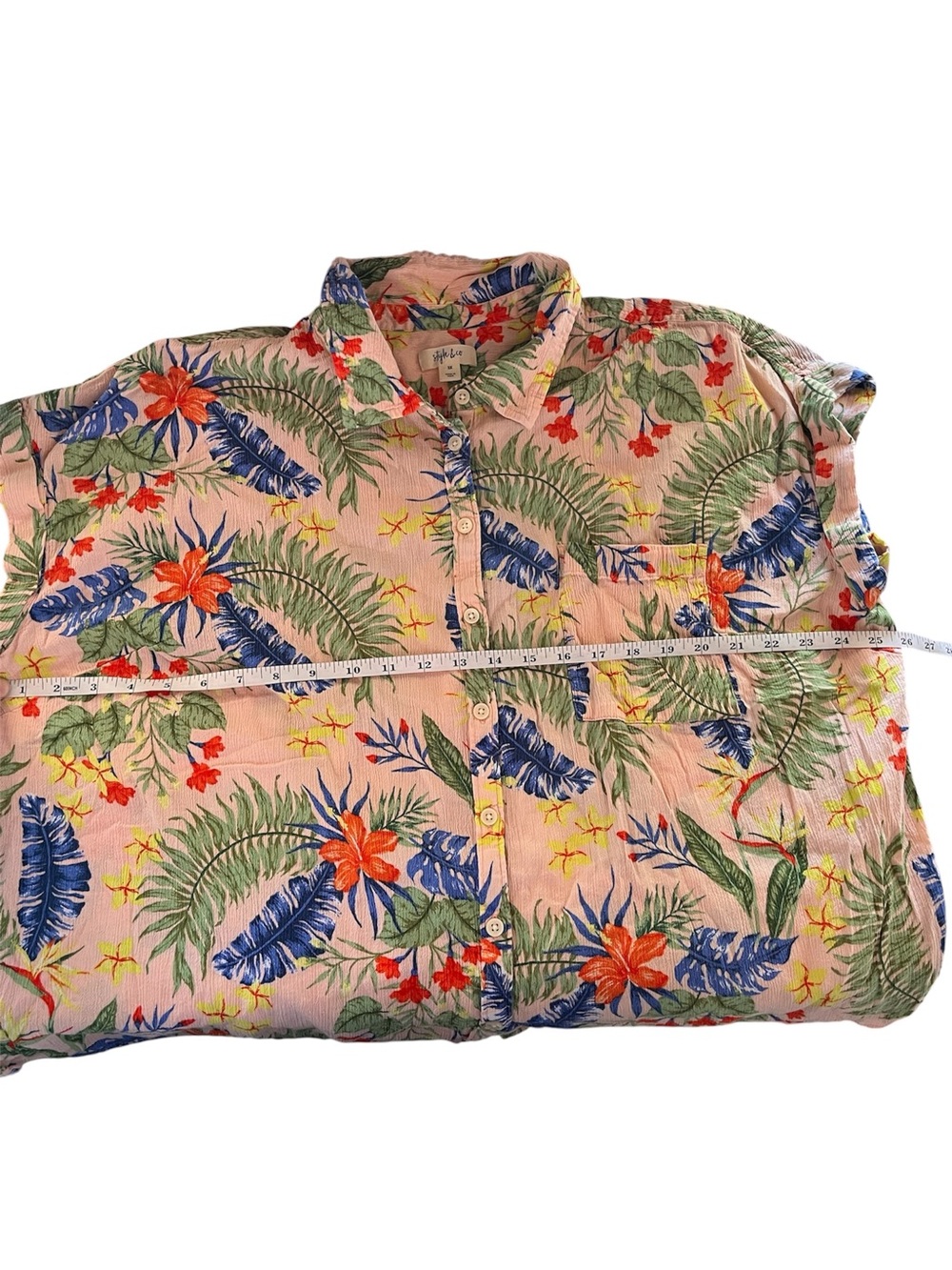 Style & Co. Pink Tropical Floral Button-Down Shirt 3X - Picture 5 of 10